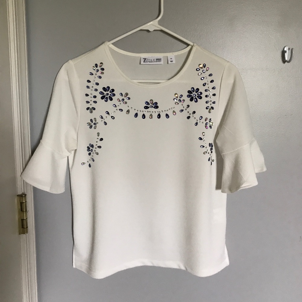 NY&C White Jeweled Top